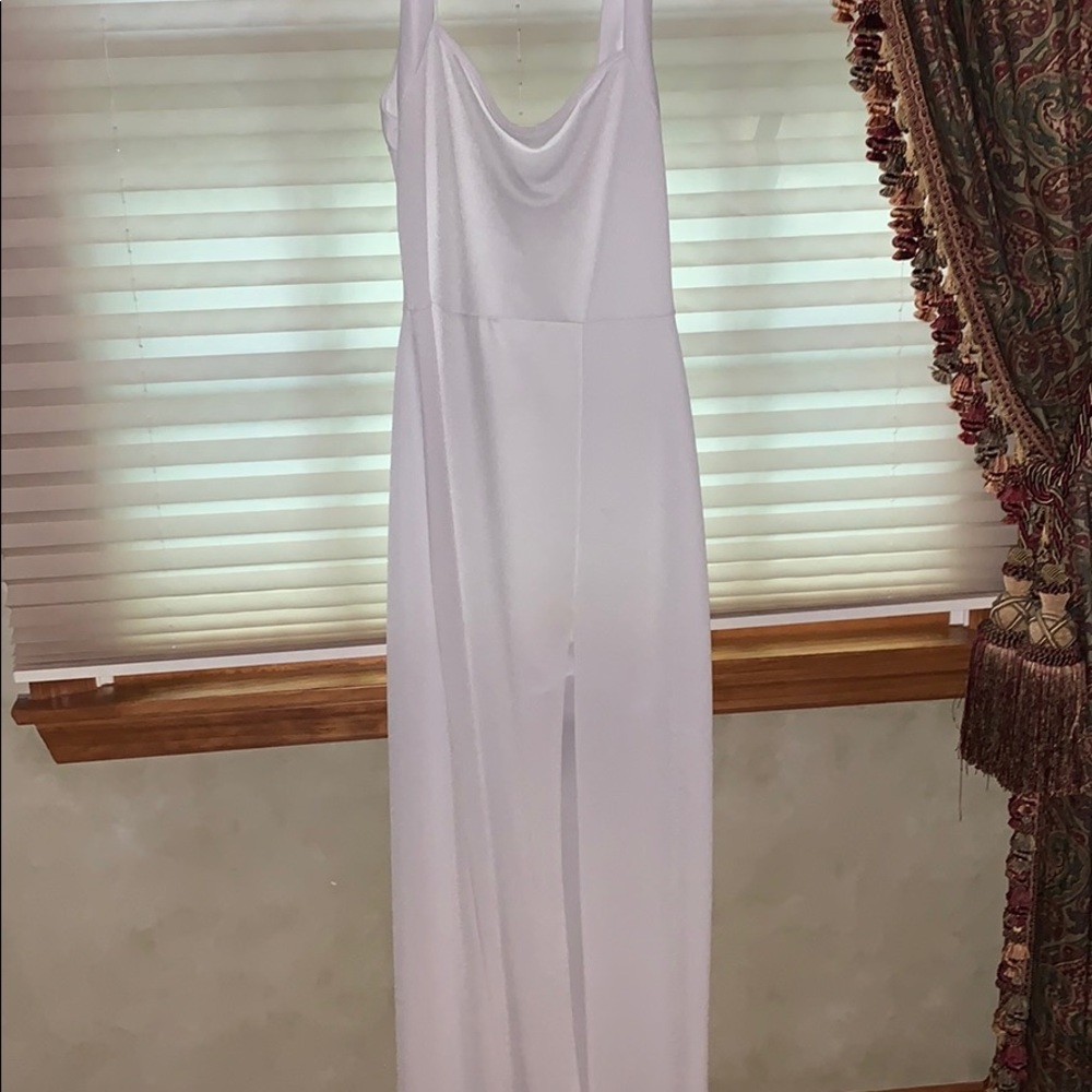 Simple white dress with straight neck line